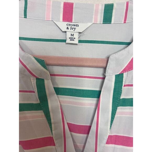 Crown N Ivy Dress Size MED Tiered Long Sleeve Stripes Multicolor - Picture 4 of 5